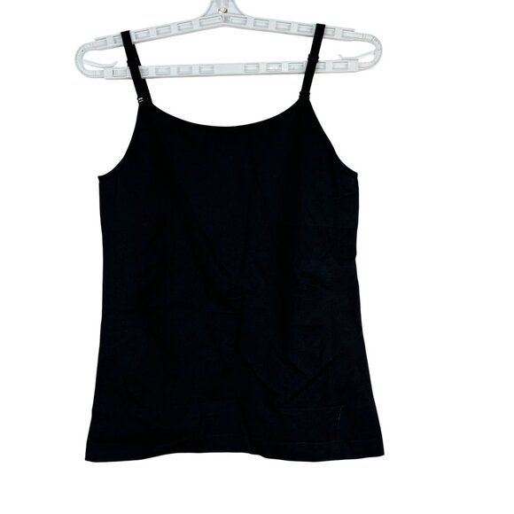 Empetua Womens Black Adjustable Spaghetti Strap Cami Tank Top 2XL Stretch Nylon - Picture 2 of 3